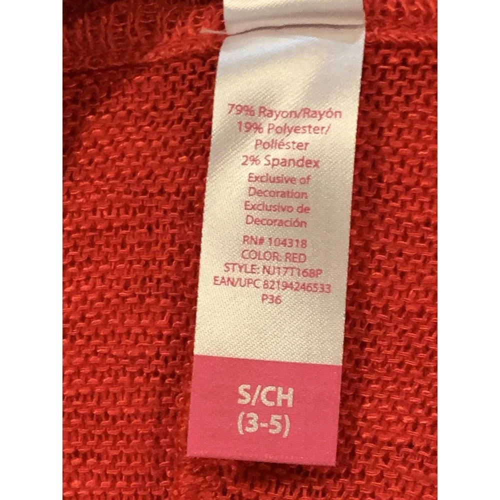 No Boundaries Junior Heart Cardigan Red 3-5 New with Tags Lace